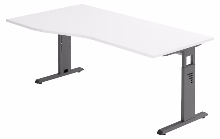 bümö Scrivania Serie-O - Decorazione: bianco, struttura: grafite, dimensioni: 180 x 100 cm