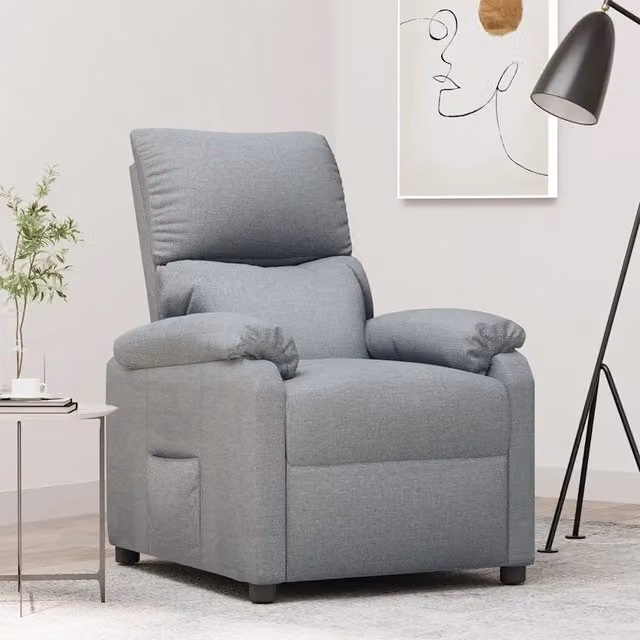 Divano Sedia-Poltrona Reclinabile in Tessuto Grigio Chiaro 952233