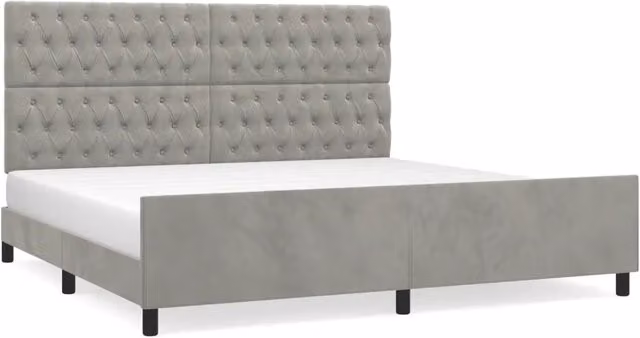 Letto matrimoniale | Letto per adulti | Giroletto senza Materasso Grigio Chiaro 200x200 cm Velluto