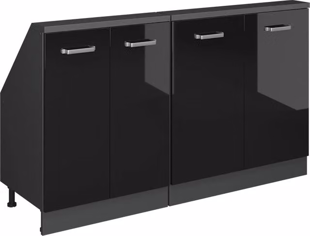 Set di mobili sottotetto Rion Nero lucido/Antracite Set di 2 Vicco