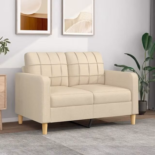 Divano moderno vidaXL in tessuto beige con struttura in metallo per il tuo soggiorno L/P/H: 138 x 77 x 80 cm