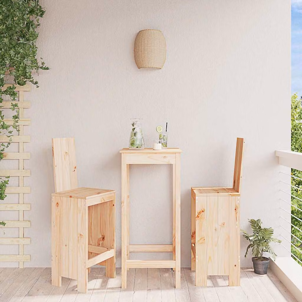 Set di 2 sgabelli da bar vidaXL in legno massello di pino rustico, colore marrone/beige, L/P/H: 40 x 42 x 120 cm