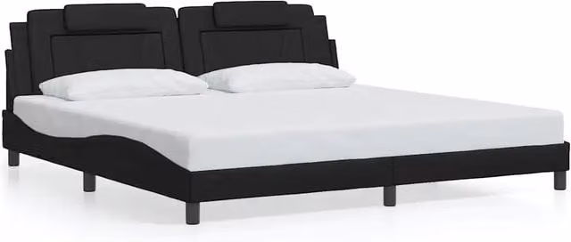 Letto matrimoniale | Letto per adulti | Giroletto Viana senza Materasso Nero 200x200 cm in Similpelle
