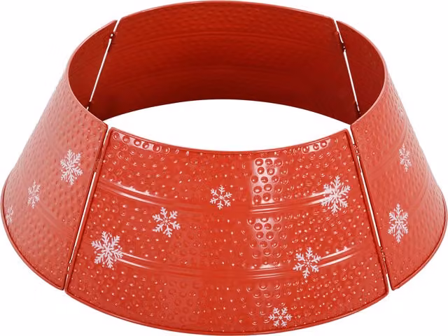 Copertura per base di albero di Natale HOMCOM in metallo impermeabile, Rosso, L/P/H: 66 x 66 x 23 cm – 1