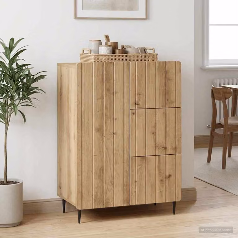 Credenza moderna vidaXL in rovere color marrone, L: 66 cm, P: 34,5 cm, H: 91,5 cm