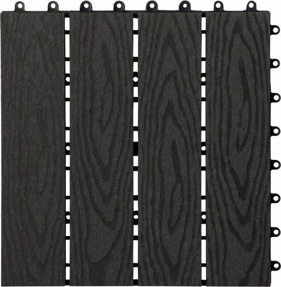 Set di Tegole da Giardino con Sistema di Chiusura a Click - 11 pezzi - Resistente alle Intemperie e Solido - Tegola da Giardino, Tegole da Giardino - 30x30 cm - Antracite