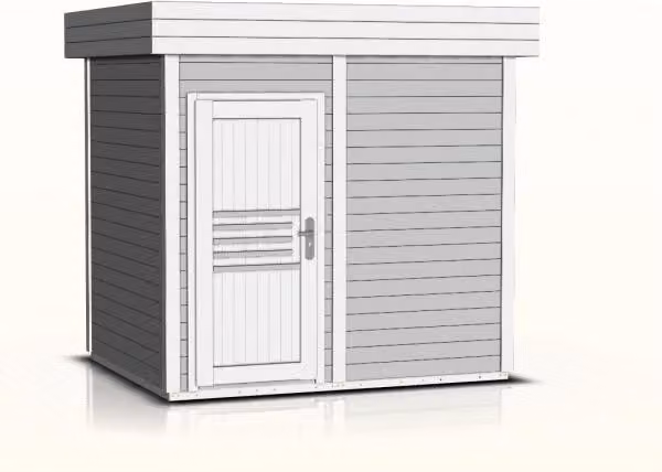 PRYMULA Cabina sauna esterna a 4 posti 253,8x203,8 x H.259 cm MDLT Farbe: Grau,