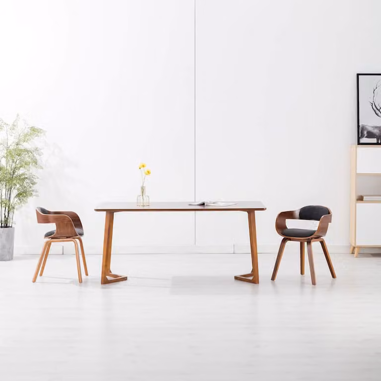 Set di 2 sedie da pranzo vidaXL moderne in tessuto grigio e legno marrone