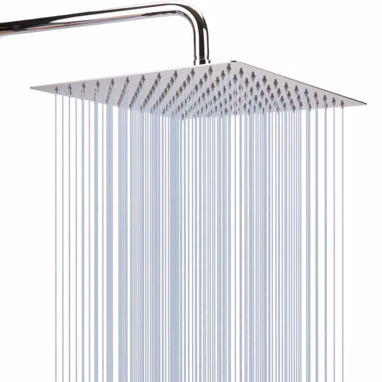 Ugello quadrato in acciaio inossidabile, 30 cm, cromato, ad alto flusso, per montaggio a soffitto o a parete