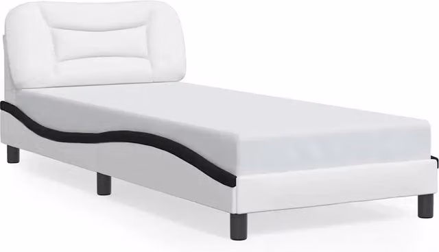 Letto singolo Hvar per adulti in similpelle bianco e nero L 80 x P 200 cm