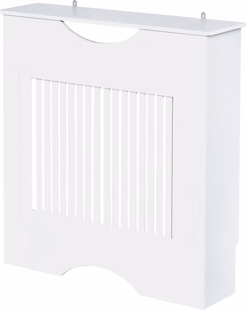 Copritermosifone HOMCOM in MDF Bianco con Piano d'Appoggio e Design Antiribaltamento, L: 78 cm, P: 19 cm, H: 82 cm