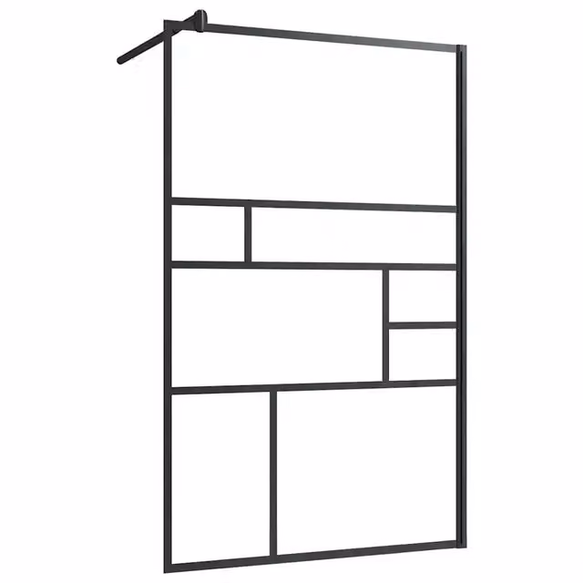 Parete Doccia Walk-in in Vetro Trasparente ESG Nera 100x195 cm CFW5038411