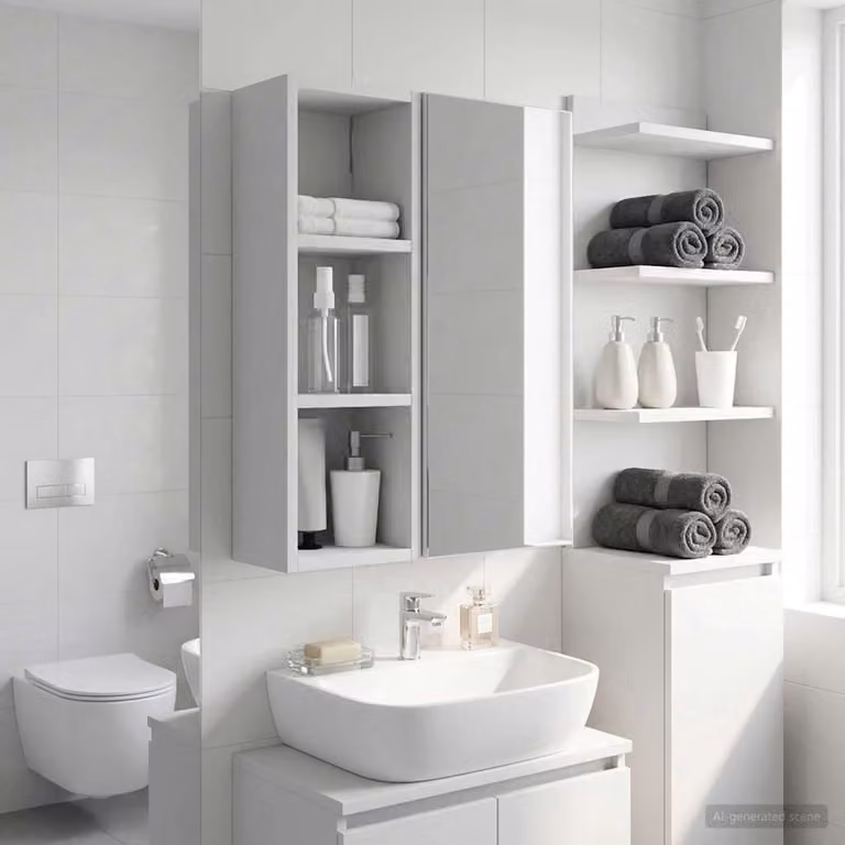 Armadio da bagno a muro moderno vidaXL Bianco L/P/H: 20 x 16 x 62,5 cm