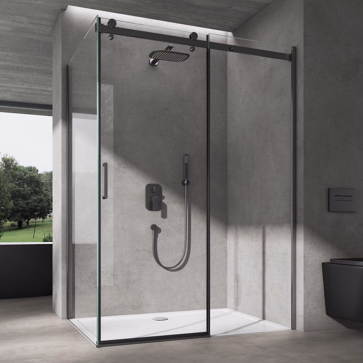 doporro Box Doccia 100x100x195cm con Piatto Doccia, Box Doccia a Nicchia con Porta Scorrevole Cabina Bagno Angolare Vetro Trasparente di Sicurezza ESG Ravenna19K,Bianco