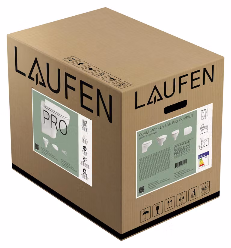 Set WC LAUFEN PRO, wc suspendu Compact avec siège de WC et couvercle, version courte, fixation apparente, H8669600000001, H8669600000001