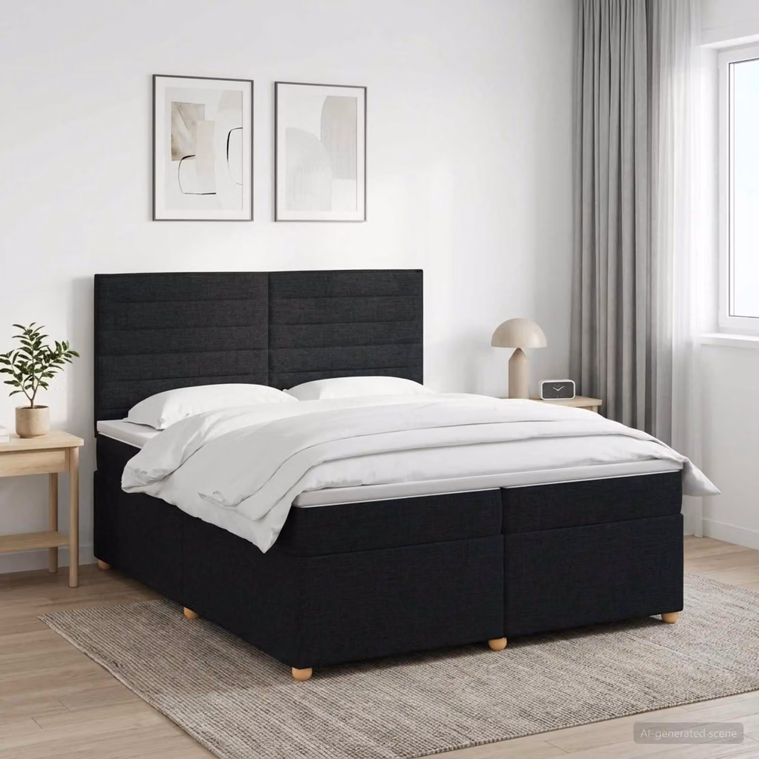 Maison Exclusive - Letto boxspring con materasso nero 200 x 200 cm Tessuto