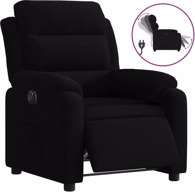 Poltrona | Sedia Relax Elettrica Reclinabile Nera in Tessuto