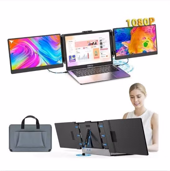 Monitor Portatile Kwumsy da 14 Pollici Full HD con Connettività USB-C e HDMI, Colore Nero
