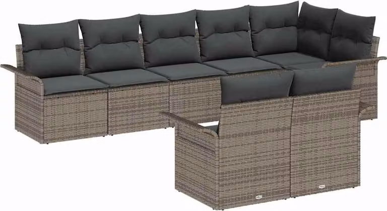 Set Divano da Giardino 8 pcs Grigio polyrattan