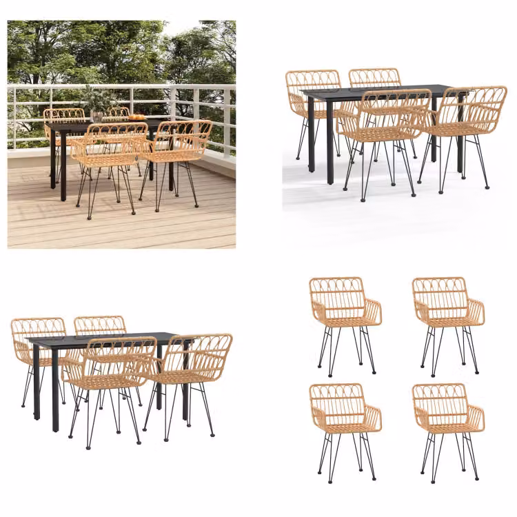 vidaXL set da pranzo da giardino 5 pezzi in poly rattan - set da pranzo da giardino - set da pranzo da terrazza - set da pranzo da esterno