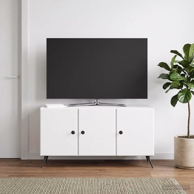 Mobile TV vidaXL Bianco in Legno MDF con Ruote L 99 x P 34,5 x H 50 cm