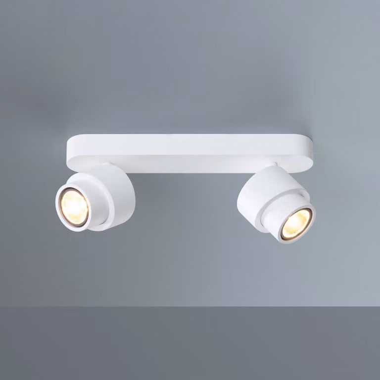 Escale Faretto LED BRUSH, bianco, 30 cm, a 2 luci, metallo, dimmerabile, 2.700 K dimmerabile, Bianco / Opale, Soggiorno / Sala da pranzo, Alluminio, Moderno, Downlight