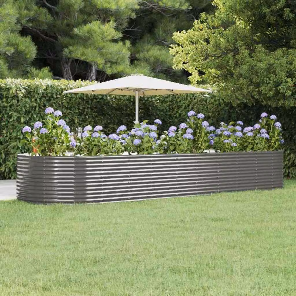 Letto da giardino rialzato vidaXL in acciaio zincato grigio L: 447 cm, P: 140 cm, H: 68 cm