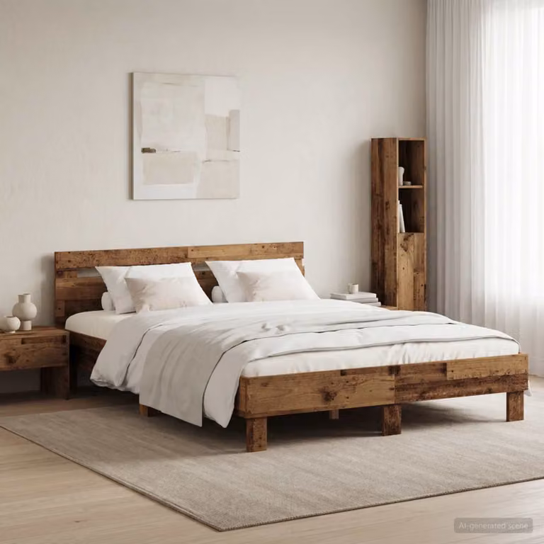Struttura del letto moderna vidaXL in legno color marrone L/P/H: 190 x 140 x 70 cm