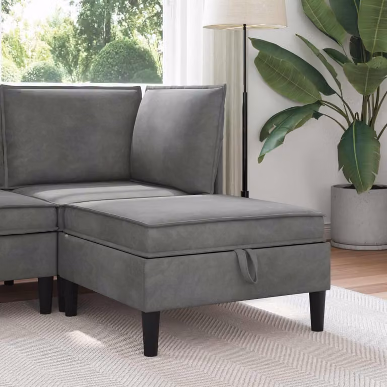 Pouf con contenitore vidaXL in velluto grigio scuro con rivestimento rimovibile
