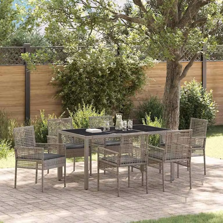 Maison Exclusive - Set da Pranzo per Giardino 7 pcs Grigio polyrattan