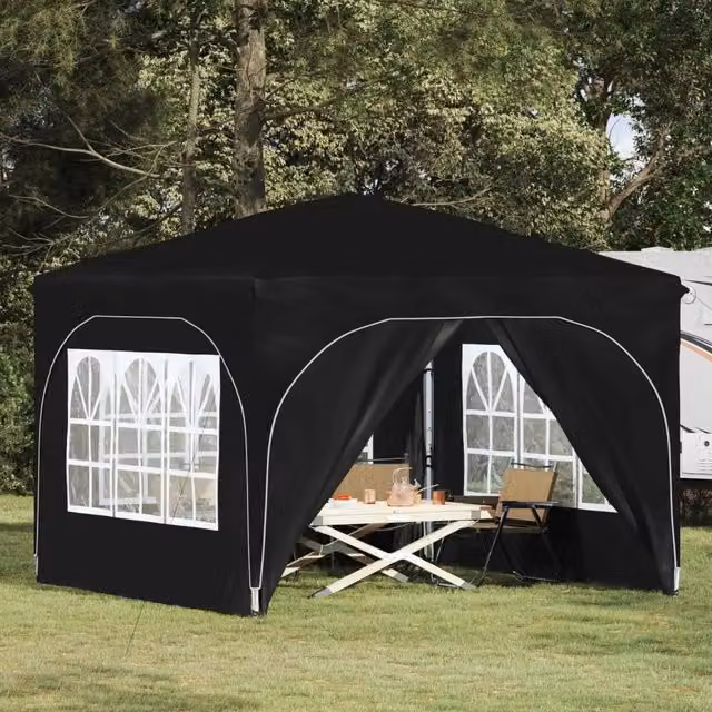 Gazebo a pop-up DESIGN IN per feste in poliestere e acciaio, Nero e Argento, L/P/H: 290 x 290 x 245 cm – 1