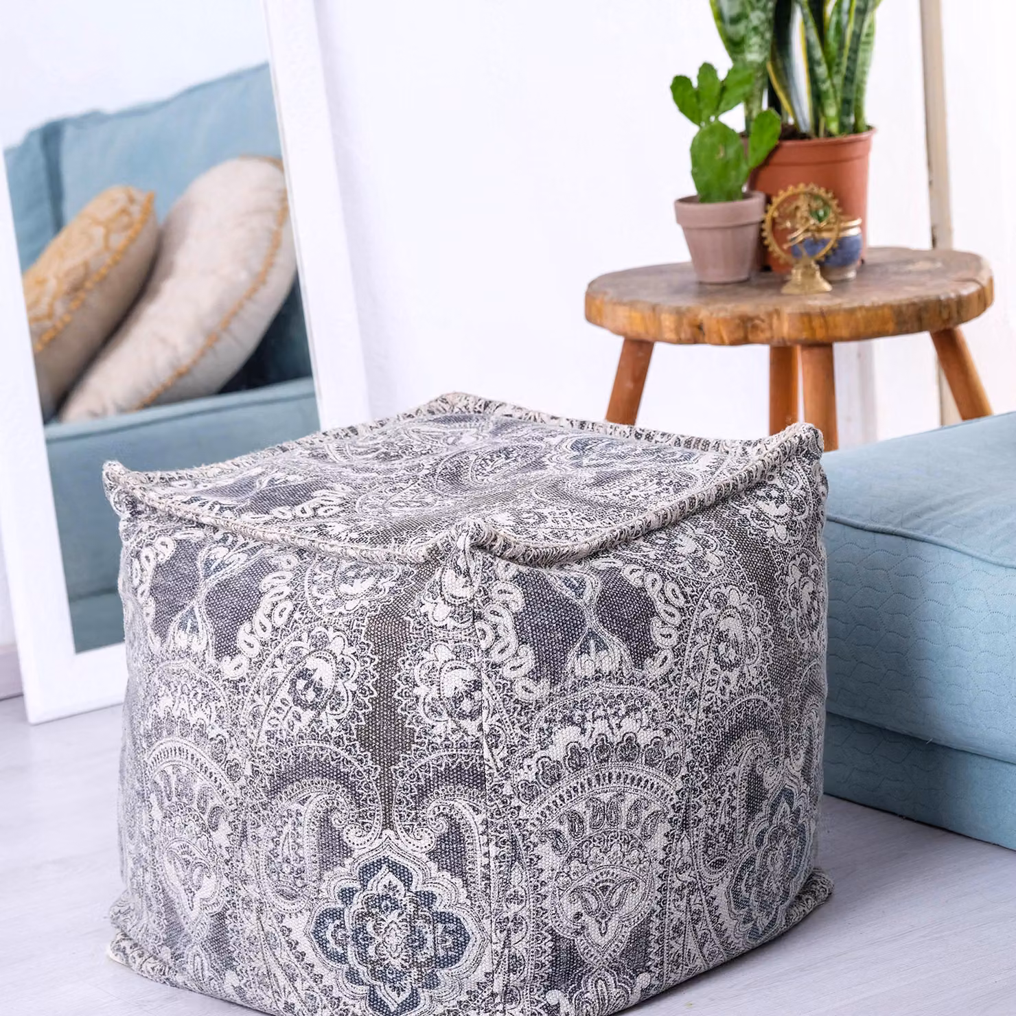 Cuscino decorativo, 50 cm, cotone, motivo paisley, stile boho chic