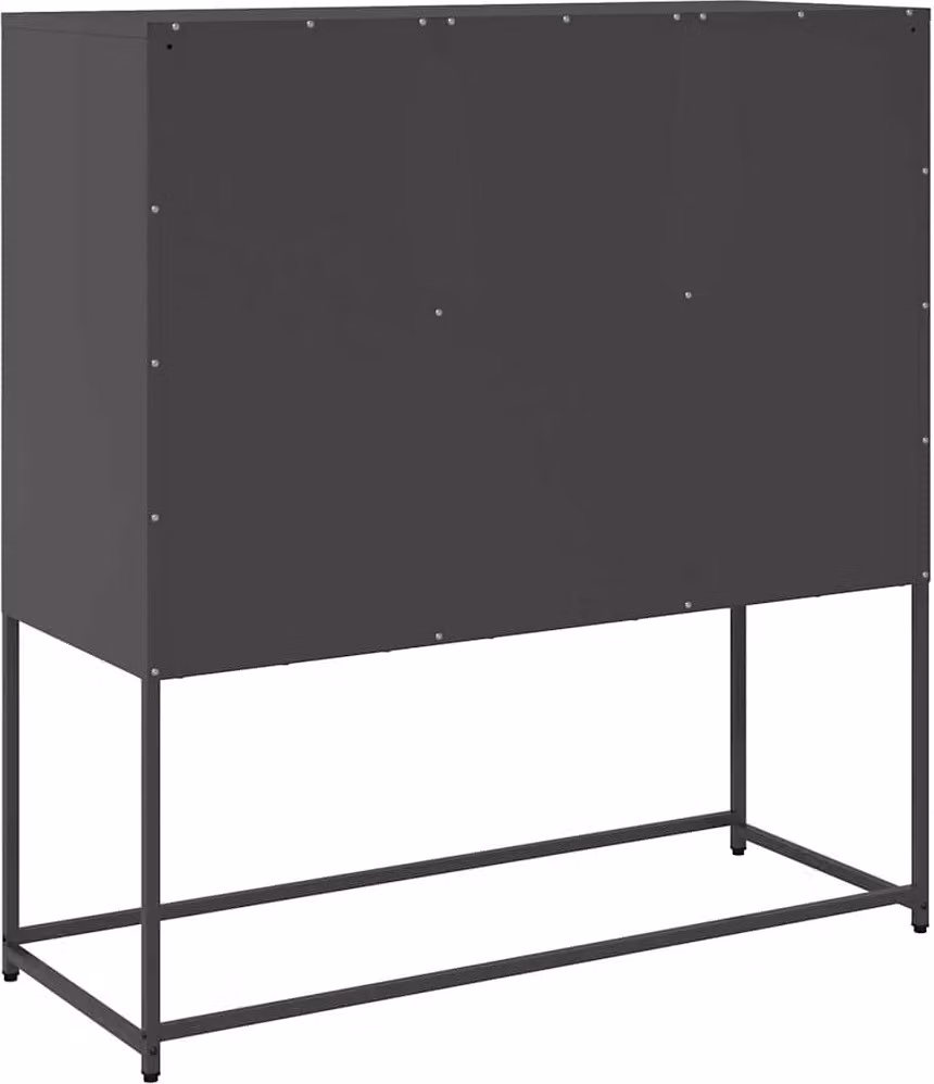 Credenza Nera 100,5x39x107 cm in Acciaio Laminato a Freddo