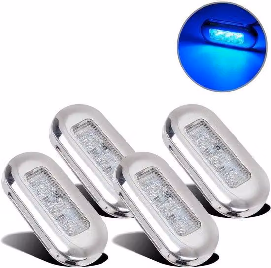 Set di illuminazione a LED da 4 luci - Resistente all'acqua - Faro di prua - Illuminazione della cabina - Illuminazione a LED per imbarcazioni