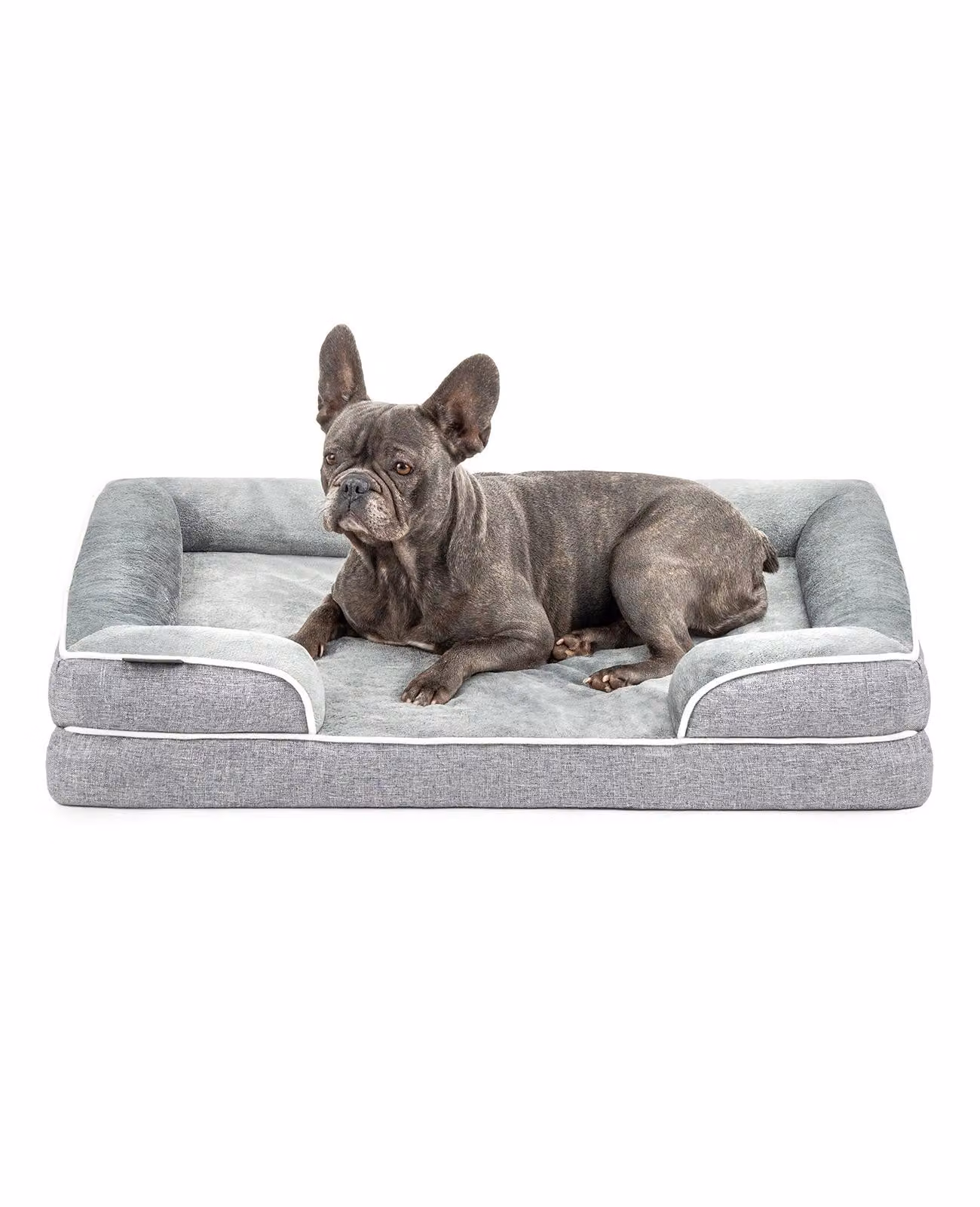 letto per cani lionto premium, letto ortopedico in memory foam con bordo rialzato, rivestimento lavabile e supporto stabile, 89x63x17 cm, grigio