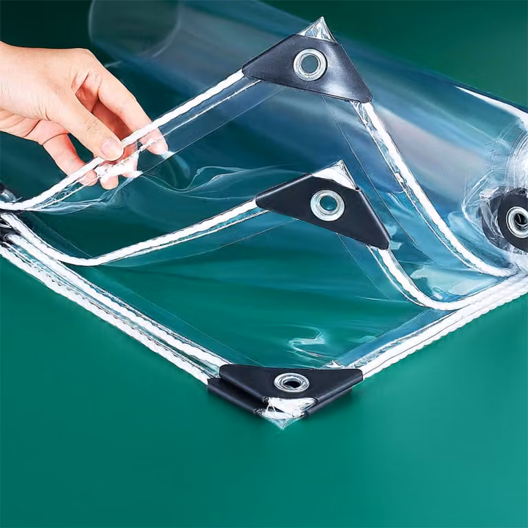 Pellicola trasparente in PVC, 420 g/m², dimensioni 2x4 metri, con occhielli, per uso esterno