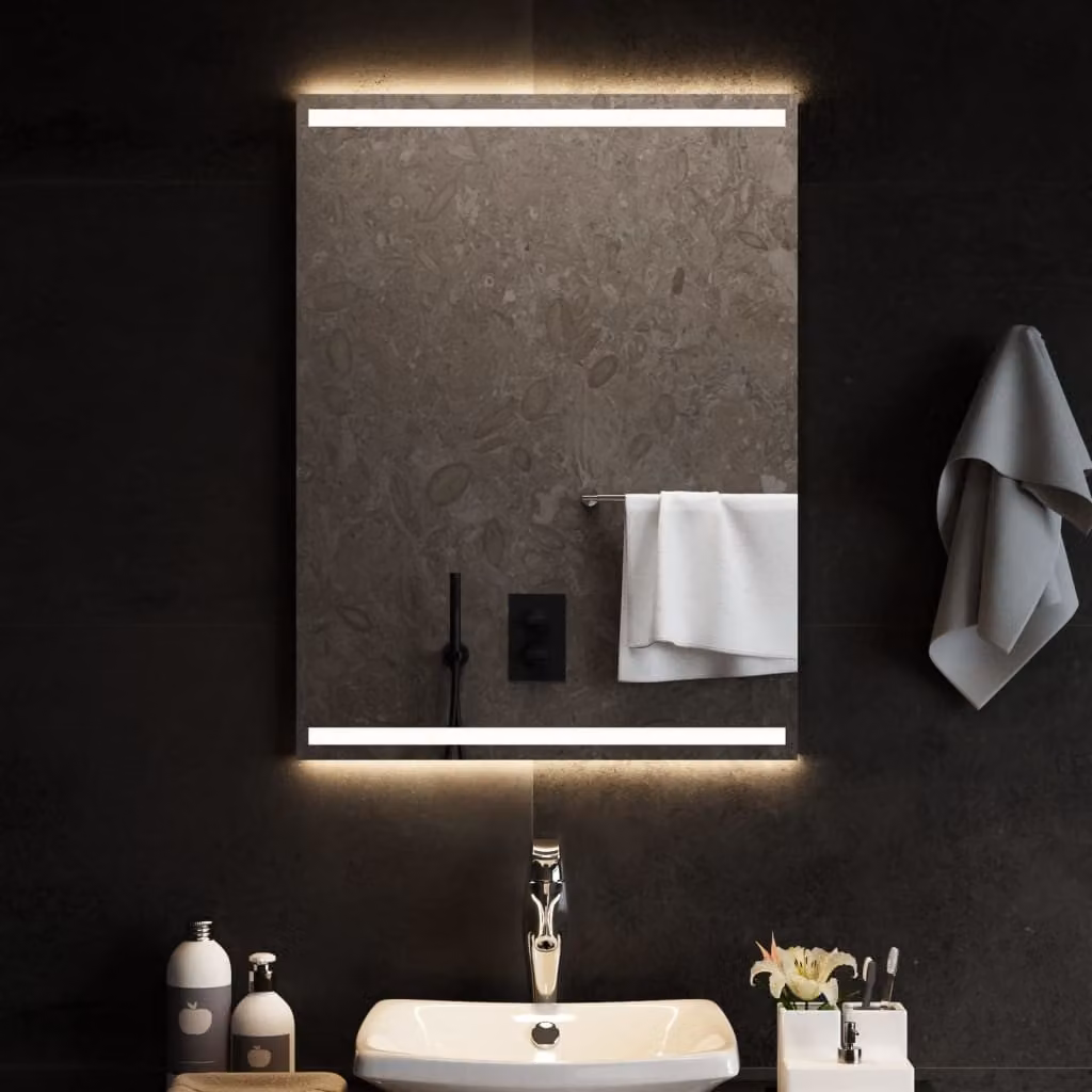 Specchio da bagno con luci LED vidaXL, rettangolare, L: 60 cm, H: 80 cm