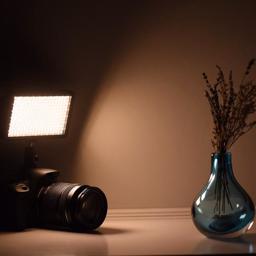 Andoer Lampada LED ultra sottile dimmerabile da 3200 K/6000 K per studio fotografico e video 228 perle per fotocamera DSLR Canon Nikon e videocamera DV