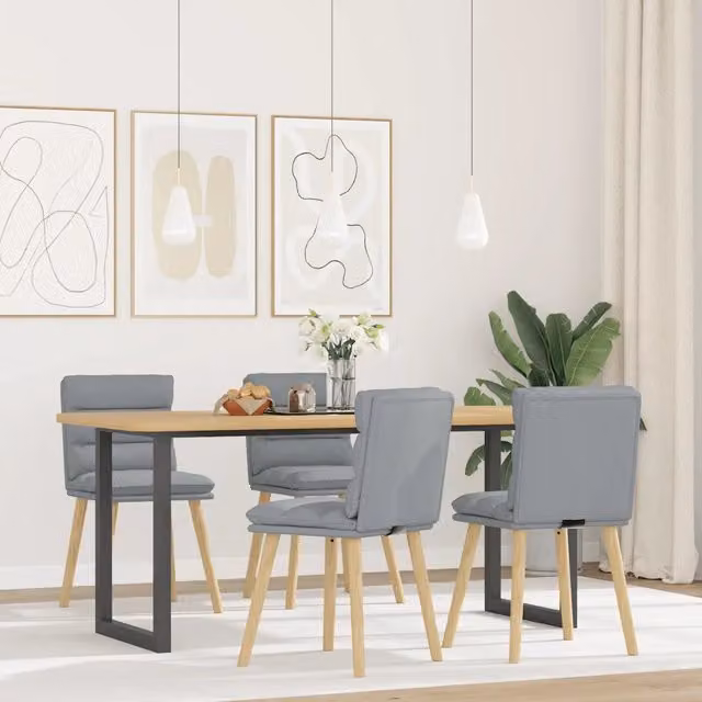 Set di 4 sedie da pranzo vidaXL in tessuto grigio con struttura in legno e metallo per cucina e soggiorno – 1