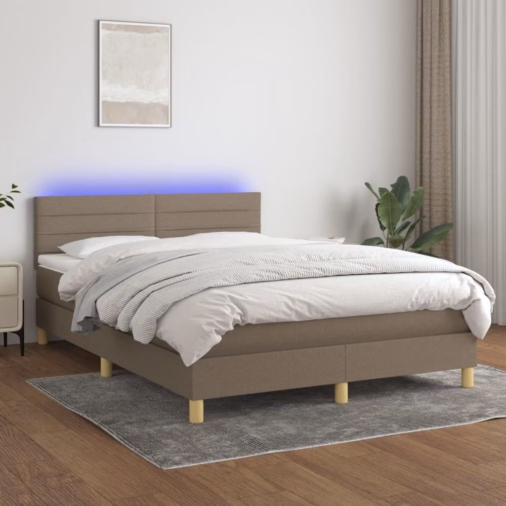 Maison Exclusive - Letto a Molle con Materasso e LED Tortora 140x200 cm in Tessuto