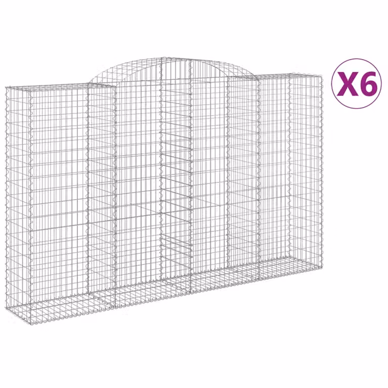Cesti Gabbioni ad Arco 6 pz 300x50x180/200 cm Ferro Zincato