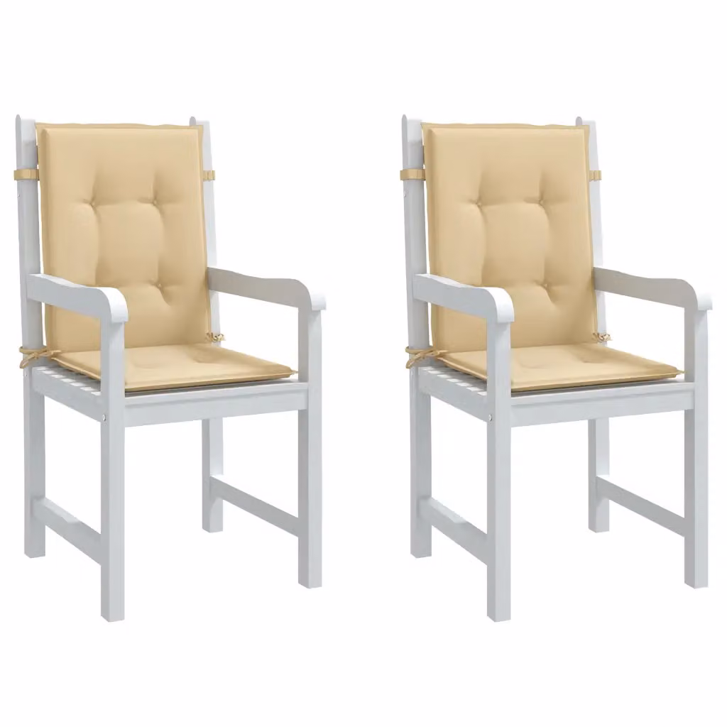 Set di 2 cuscini per sedia vidaXL in tessuto beige mélange, con schienale basso e antiscivolo, L 100 cm x P 50 cm x H 4 cm