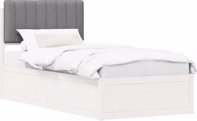 Letto singolo | Letto per adulti | Letto con Testiera Rivestita Grigio chiaro 90 x 190 cm