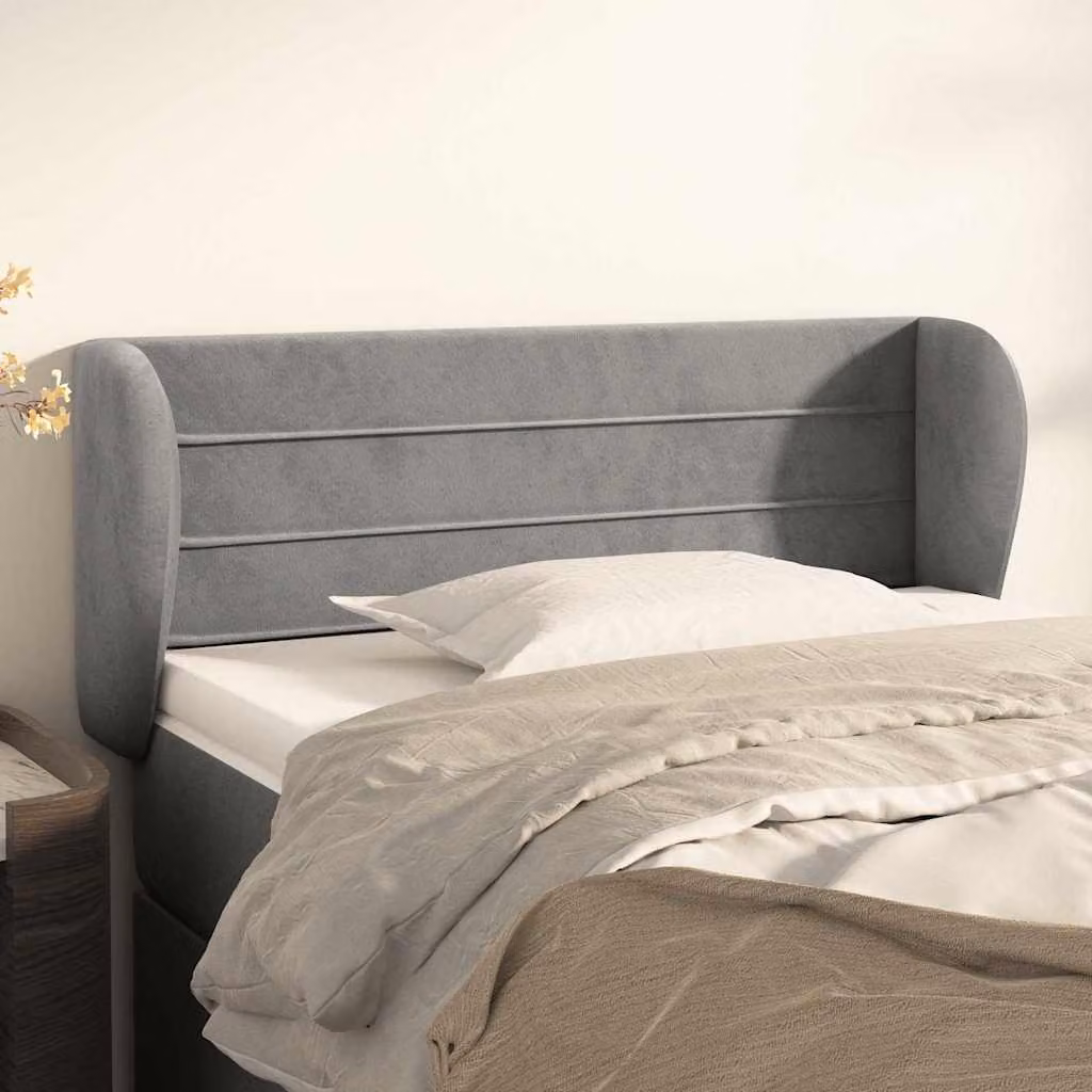 Testiera ad orecchio vidaXL in velluto grigio chiaro L: 103 cm, P: 23 cm, H: 78-88 cm