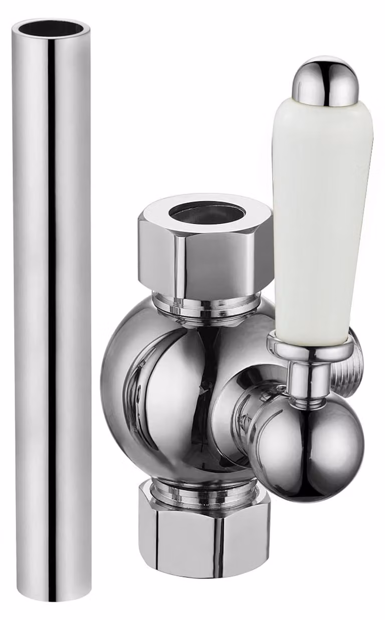 Deviatore per doccia con tubo di prolunga da 18 mm, finitura cromo/bianco