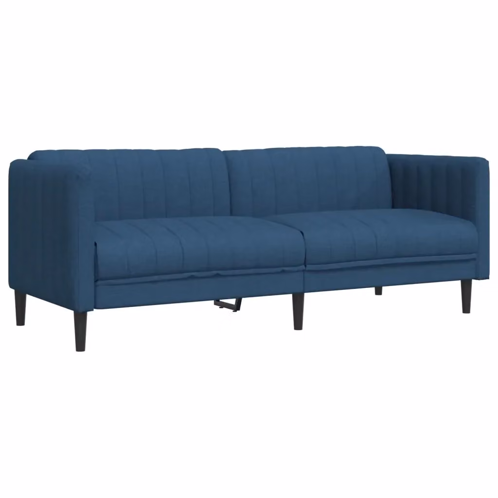 Divano a 3 posti moderno vidaXL in tessuto blu con struttura in legno e composito L: 193 cm, P: 76,5 cm, H: 74,5 cm – 2