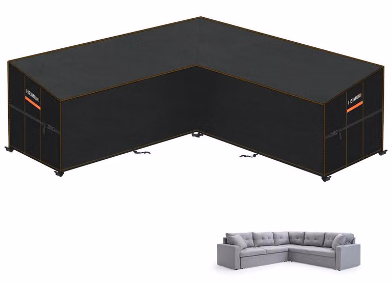 Copertura protettiva a forma di L per divano da esterno, dimensioni 270x270x100x90/65 cm, impermeabile, telo copri mobili da giardino