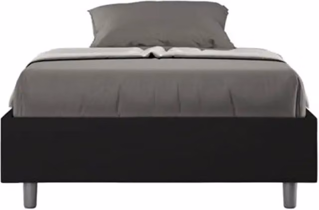 Letto una piazza e mezza con rete imbottito 120x200 similpelle nero Azelia