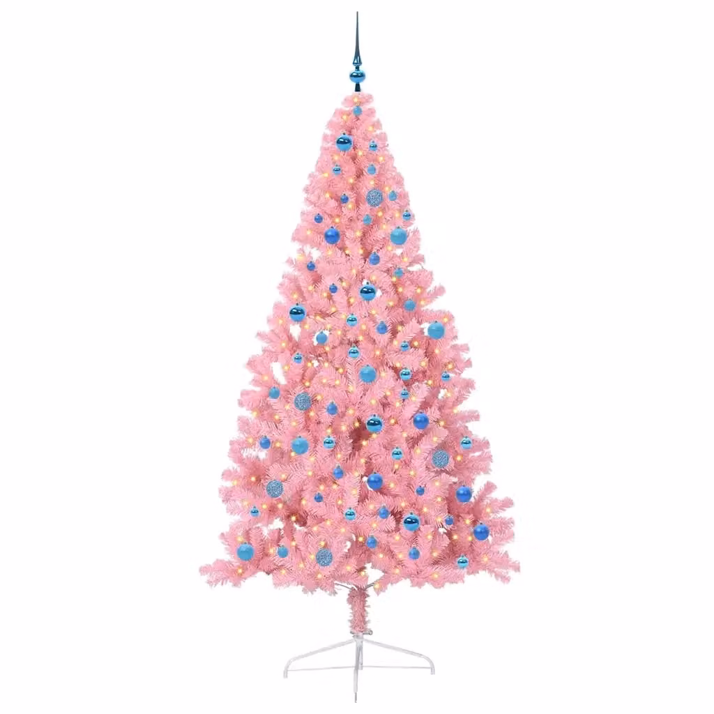 Albero di Natale artificiale moderno vidaXL rosa con luci LED bianco caldo, Altezza: 240 cm – 2