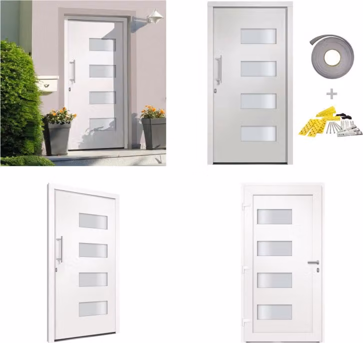 vidaXL Porta d'ingresso in alluminio e PVC bianco 110x210 cm - Porta d'ingresso - Porte d'ingresso - Porte - Porte